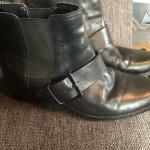 Black leather ankle boots